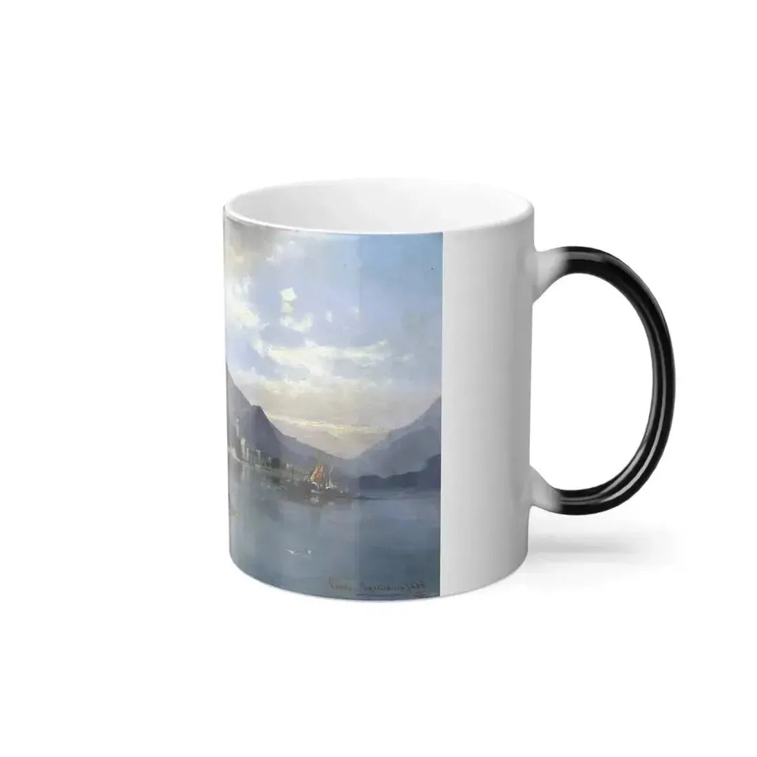 Charles Marchand (1843-1901) A lakeside town in North Italy - Oil on Canvas 1881 - Color Changing Mug 11oz - Go Mug Yourself