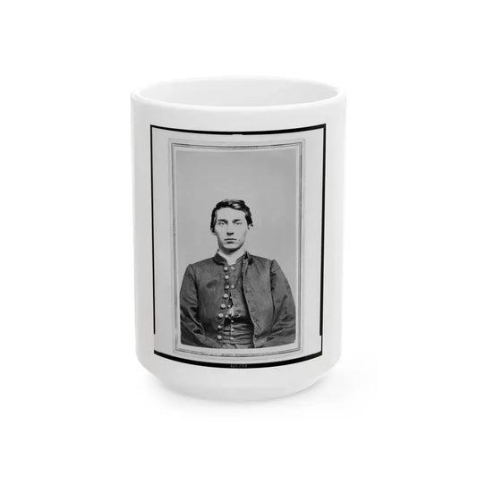 Charles Whittington, Sergeant Major, 7th West Virginia Cavalry, Half-Length Portrait, Wearing Uniform, Seated, Facing Front (U.S. Civil War) White Coffee Mug 15oz - Go Mug Yourself