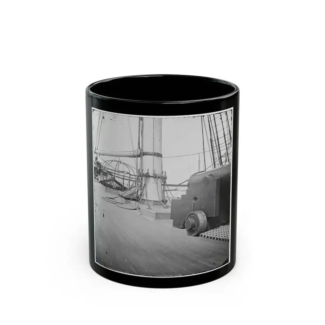 Charleston Harbor, S.C. 24-Pdr. Howitzer On Deck Of U.S.S. Pawnee (U.S. Civil War) Black Coffee Mug 11oz - Go Mug Yourself