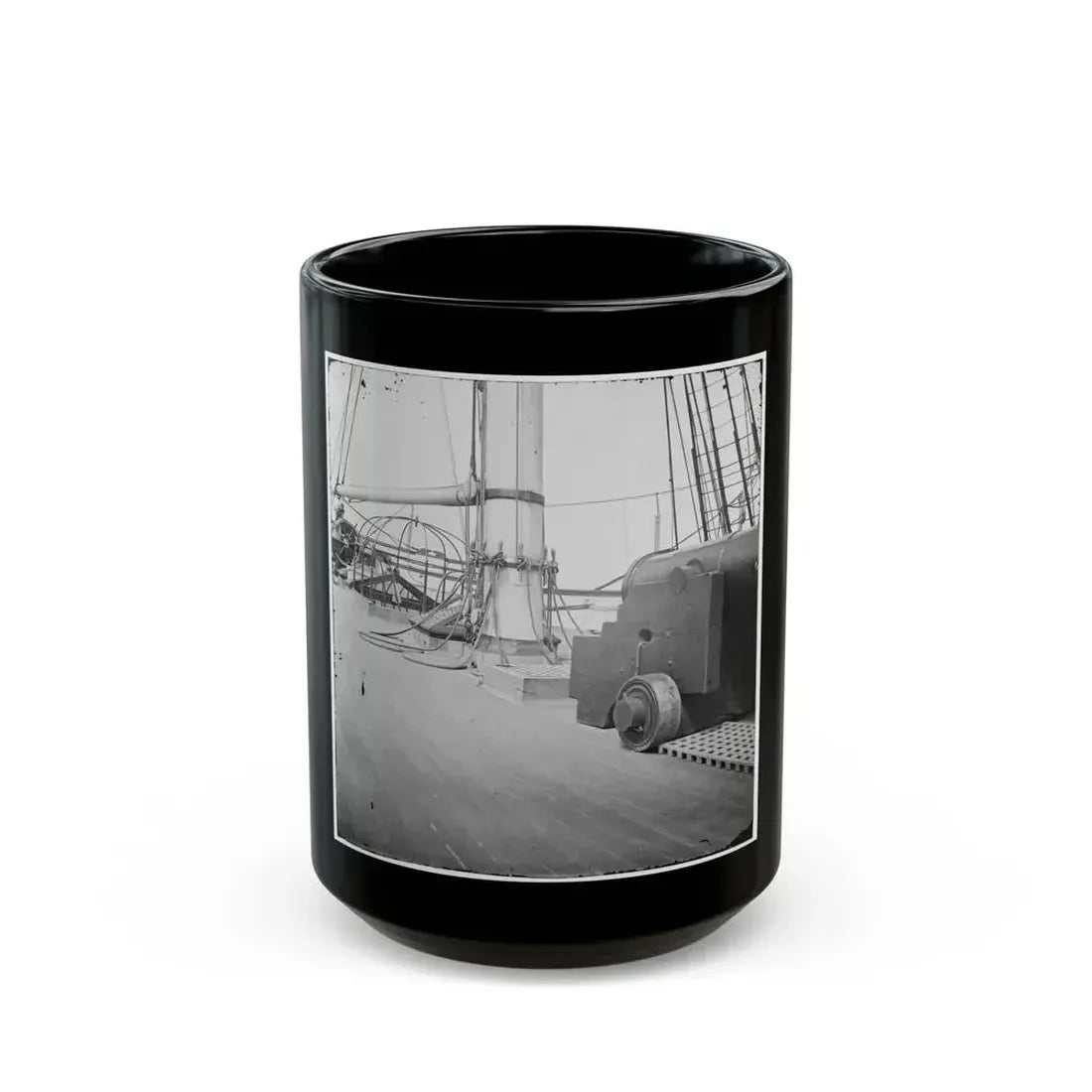 Charleston Harbor, S.C. 24-Pdr. Howitzer On Deck Of U.S.S. Pawnee (U.S. Civil War) Black Coffee Mug 15oz - Go Mug Yourself