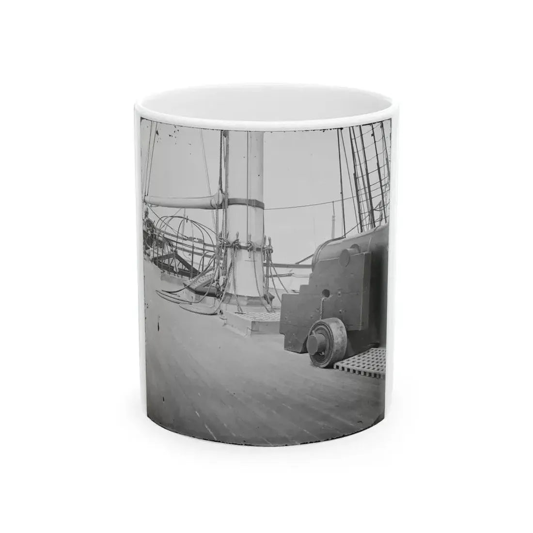 Charleston Harbor, S.C. 24-Pdr. Howitzer On Deck Of U.S.S. Pawnee (U.S. Civil War) White Coffee Mug 11oz - Go Mug Yourself