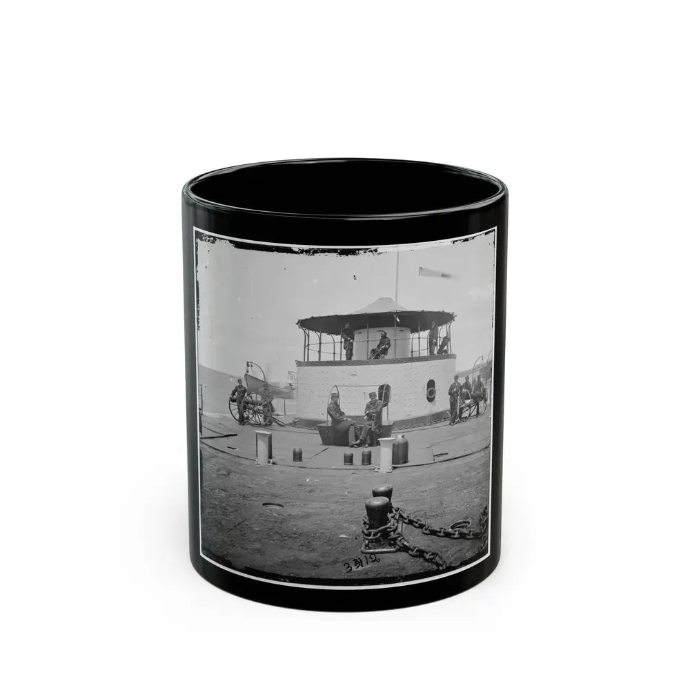 Charleston Harbor, S.C. Deck And Officers Of U.S.S. Monitor Catskill; Lt. Comdr. Edward Barrett Seated On The Turret (U.S. Civil War) Black Coffee Mug 11oz - Go Mug Yourself