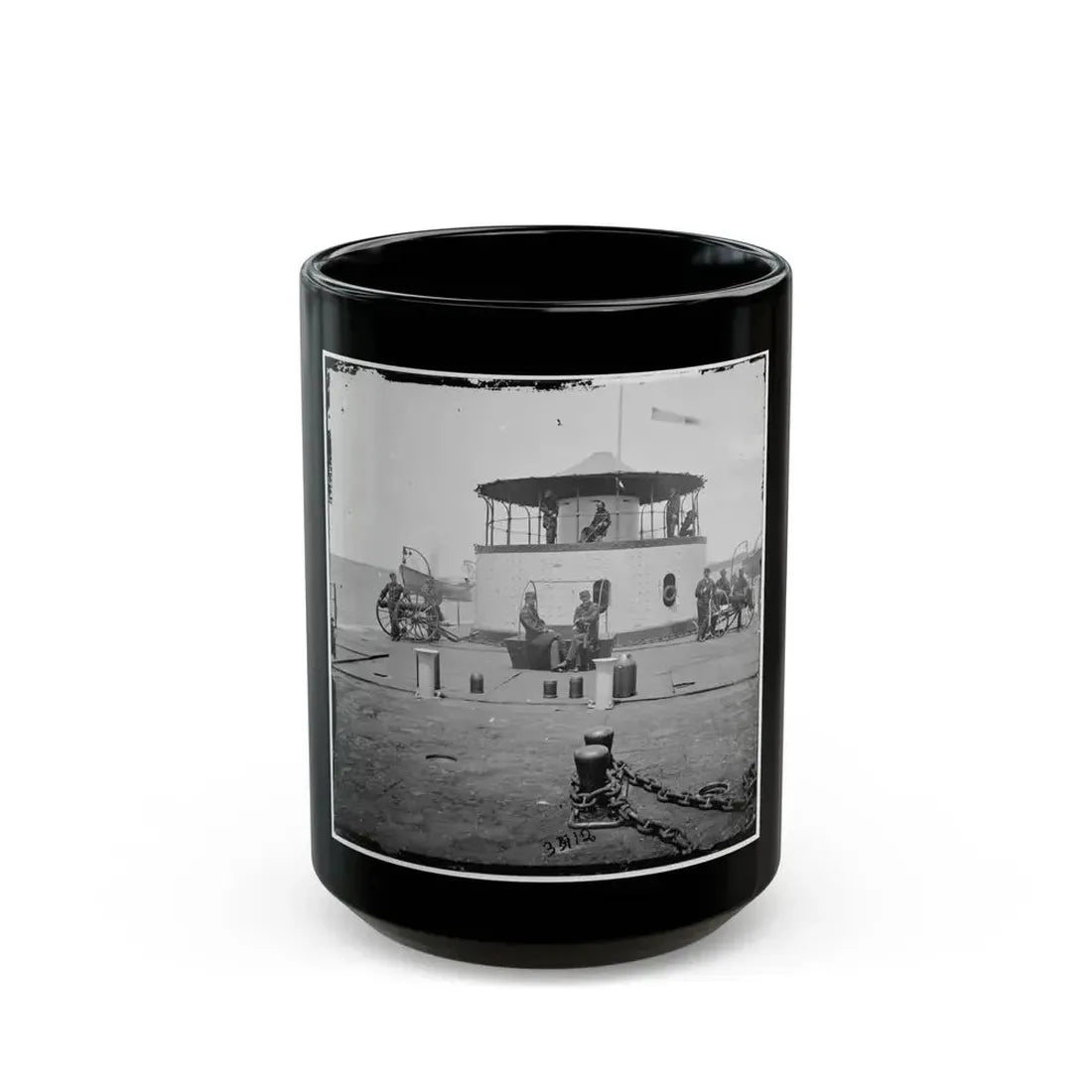 Charleston Harbor, S.C. Deck And Officers Of U.S.S. Monitor Catskill; Lt. Comdr. Edward Barrett Seated On The Turret (U.S. Civil War) Black Coffee Mug 15oz - Go Mug Yourself