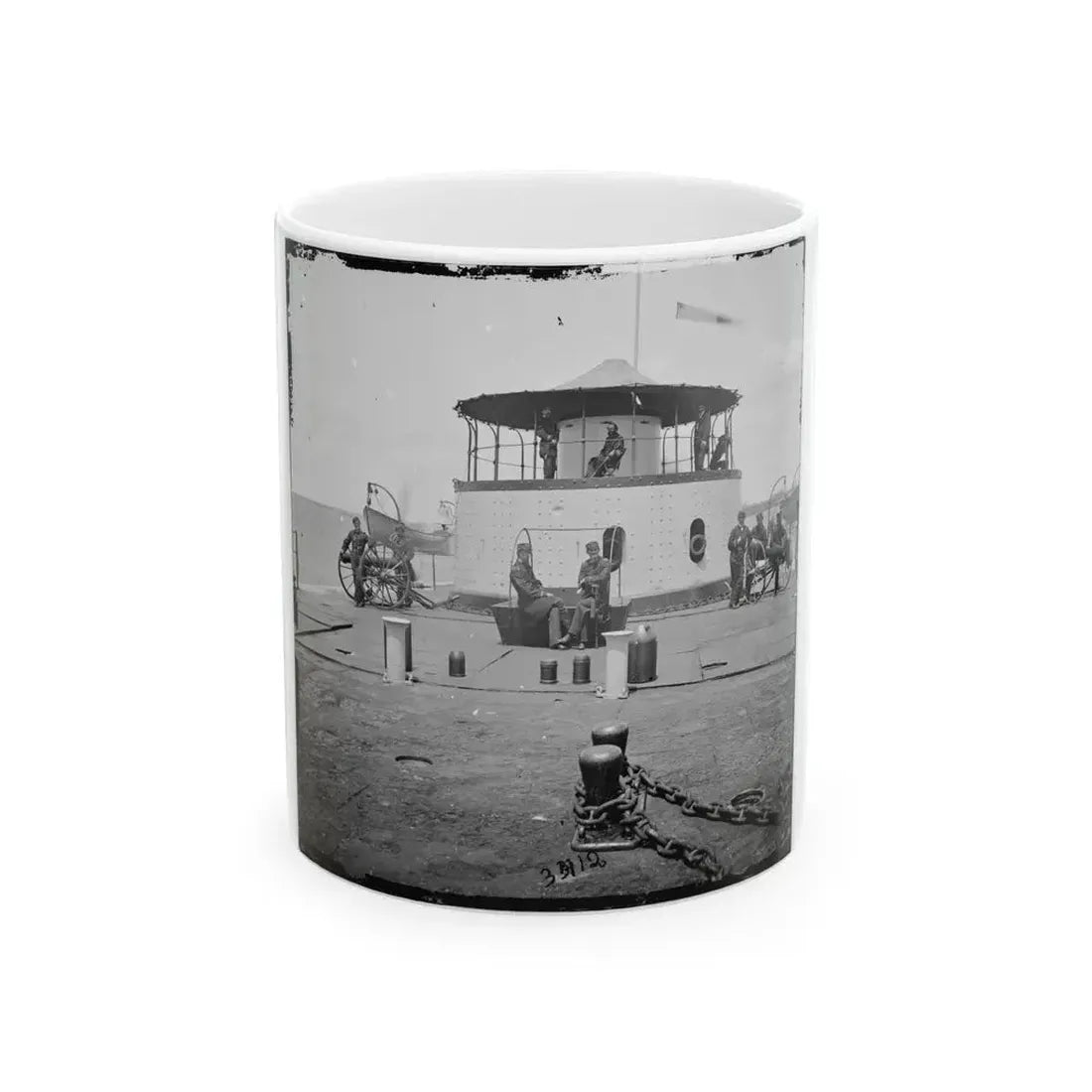 Charleston Harbor, S.C. Deck And Officers Of U.S.S. Monitor Catskill; Lt. Comdr. Edward Barrett Seated On The Turret (U.S. Civil War) White Coffee Mug 11oz - Go Mug Yourself