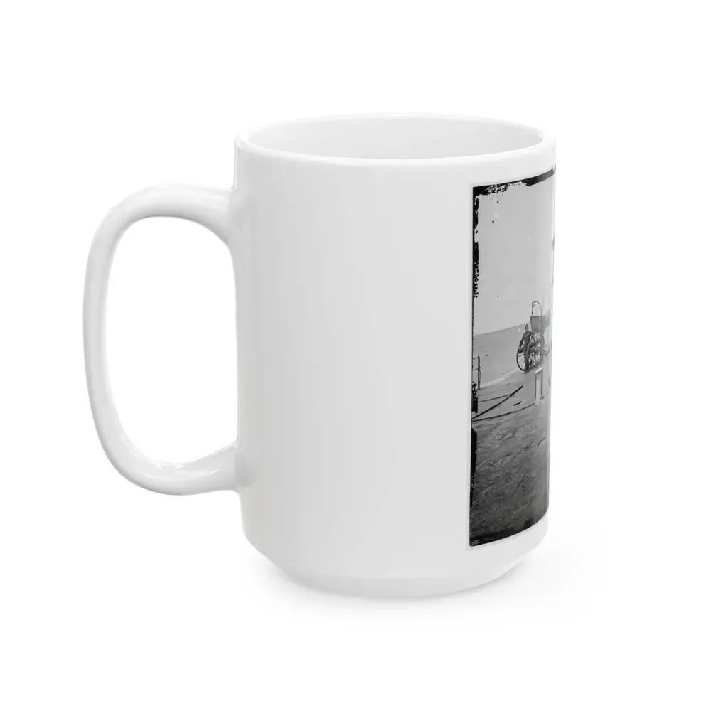 Charleston Harbor, S.C. Deck And Officers Of U.S.S. Monitor Catskill; Lt. Comdr. Edward Barrett Seated On The Turret (U.S. Civil War) White Coffee Mug - Go Mug Yourself