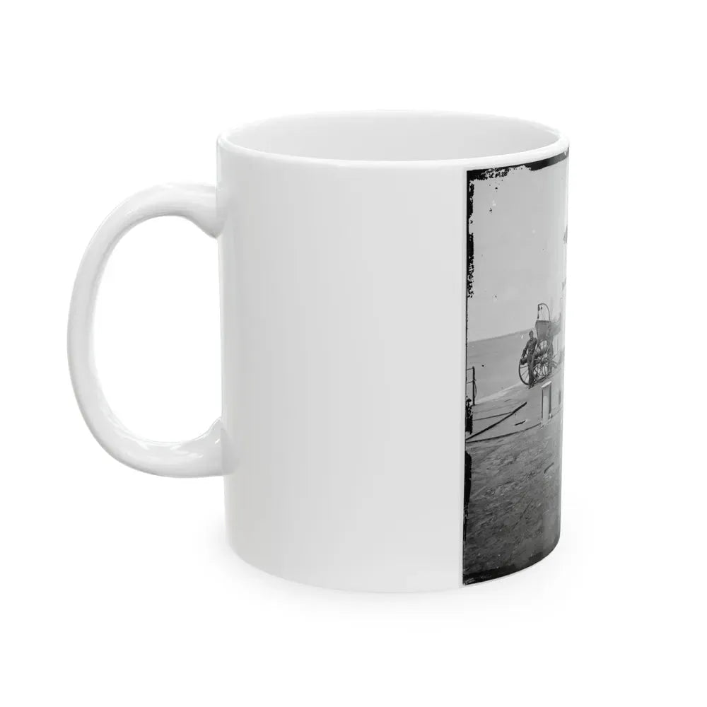 Charleston Harbor, S.C. Deck And Officers Of U.S.S. Monitor Catskill; Lt. Comdr. Edward Barrett Seated On The Turret (U.S. Civil War) White Coffee Mug - Go Mug Yourself