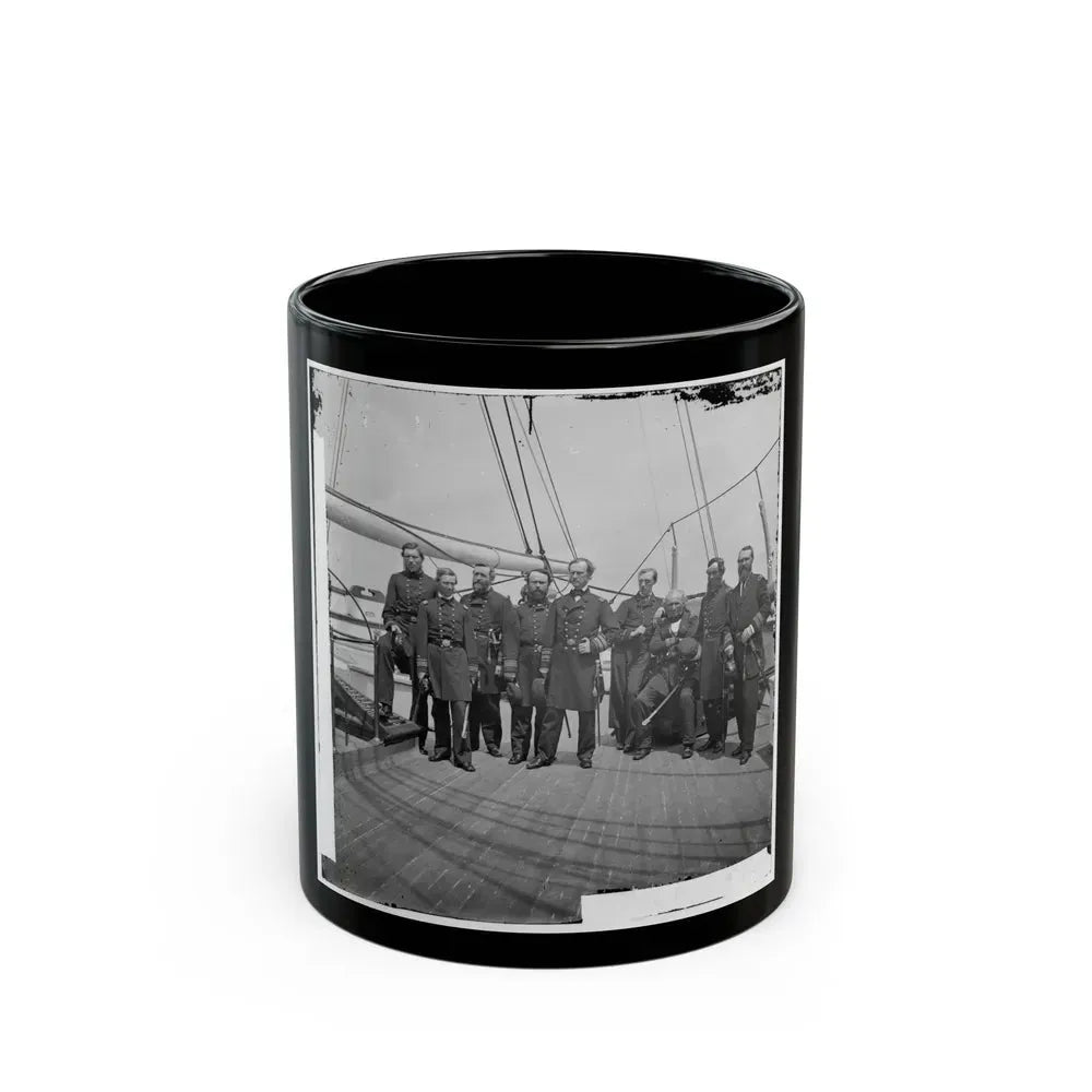 Charleston Harbor, S.C. Rear Admiral John A. Dahlgren (Fifth From Left) And Staff Aboard U.S.S. Pawnee (U.S. Civil War) Black Coffee Mug 11oz - Go Mug Yourself