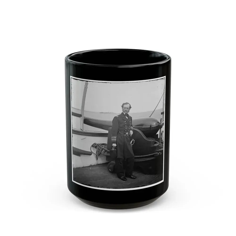 Charleston Harbor, S.C. Rear Admiral John A. Dahlgren Standing By A Dahlgren Gun On Deck Of U.S.S. Pawnee (U.S. Civil War) Black Coffee Mug 15oz - Go Mug Yourself