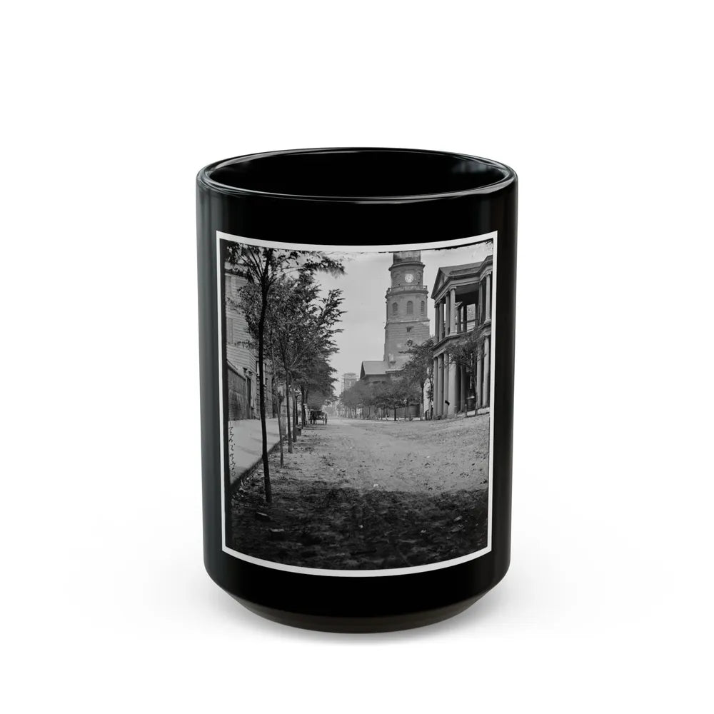 Charleston, S.C. Meeting Street, Near Broad; St. Michael's Church In Middle Distance (U.S. Civil War) Black Coffee Mug-15oz-Go Mug Yourself