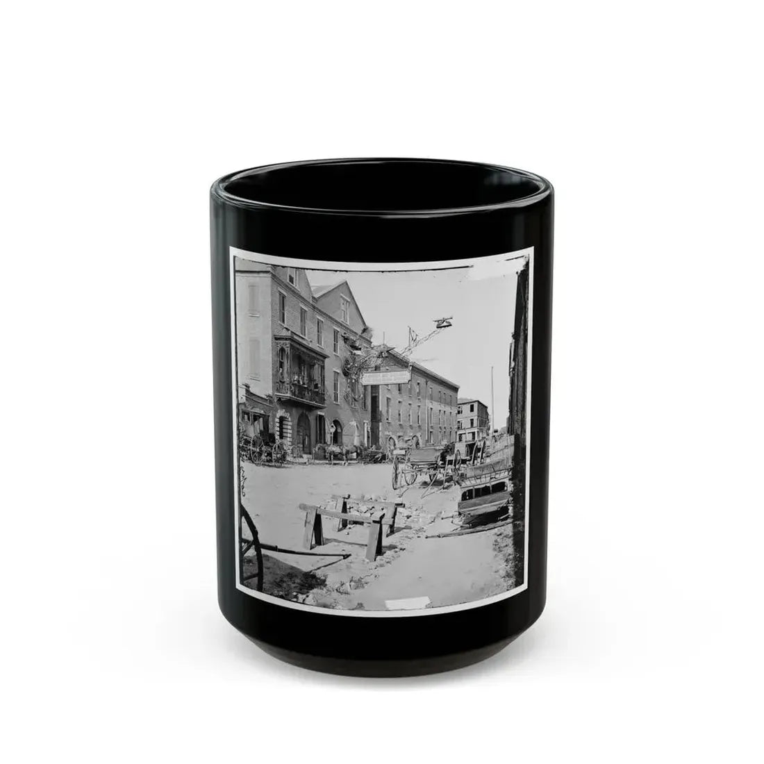 Charleston, S.C. Archibald Mcleish's Vulcan Iron Works And Other Houses On Cumberland Street (U.S. Civil War) Black Coffee Mug 15oz - Go Mug Yourself