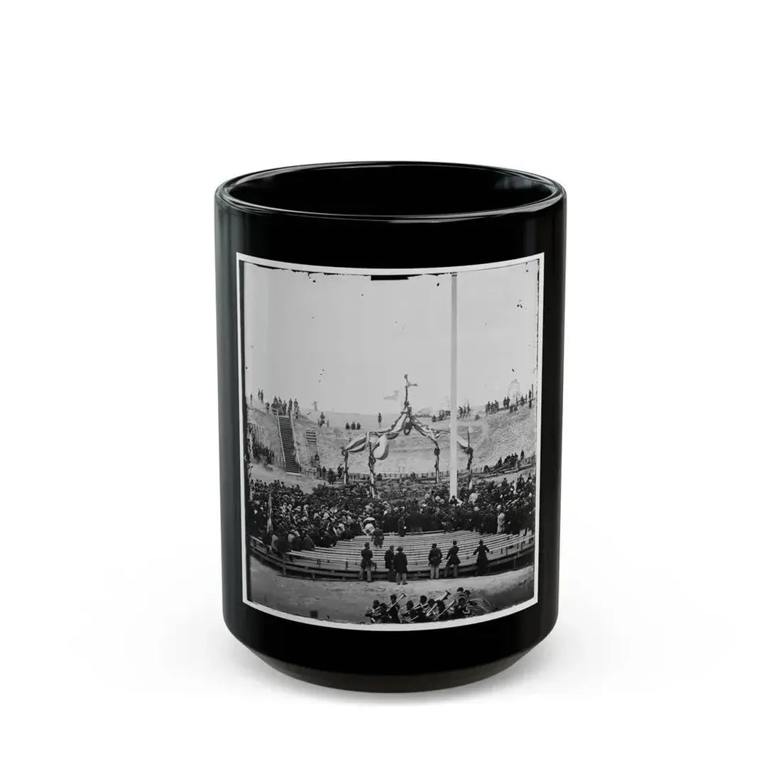 Charleston, S.C. Crowd Inside Fort Sumter Awaiting The Flag-Raising (U.S. Civil War) Black Coffee Mug 15oz - Go Mug Yourself