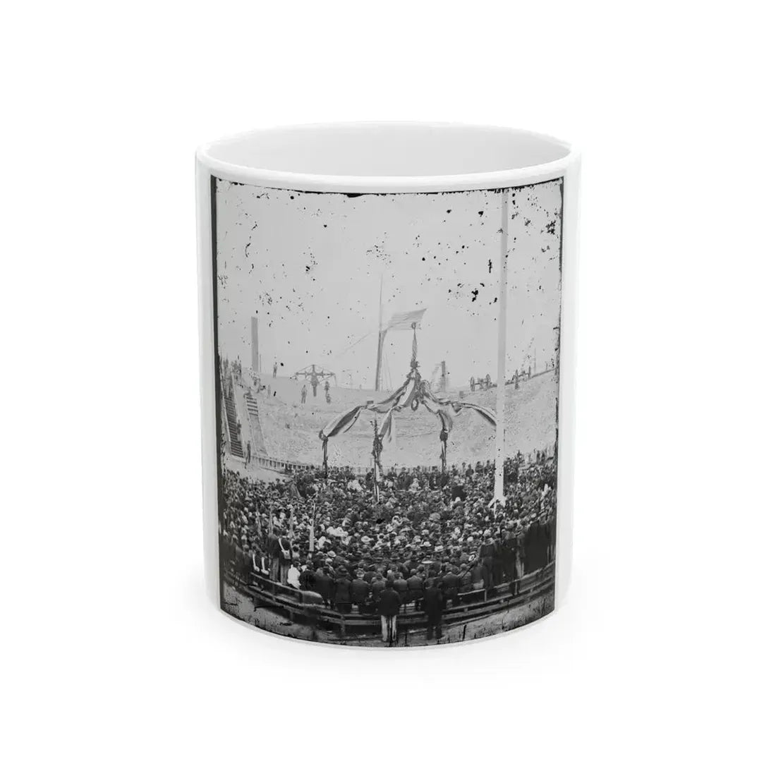 Charleston, S.C. Flag-Raising Ceremony, With Brevet Maj. Gen. Robert Anderson And Henry Ward Beecher Present (U.S. Civil War) White Coffee Mug 11oz - Go Mug Yourself