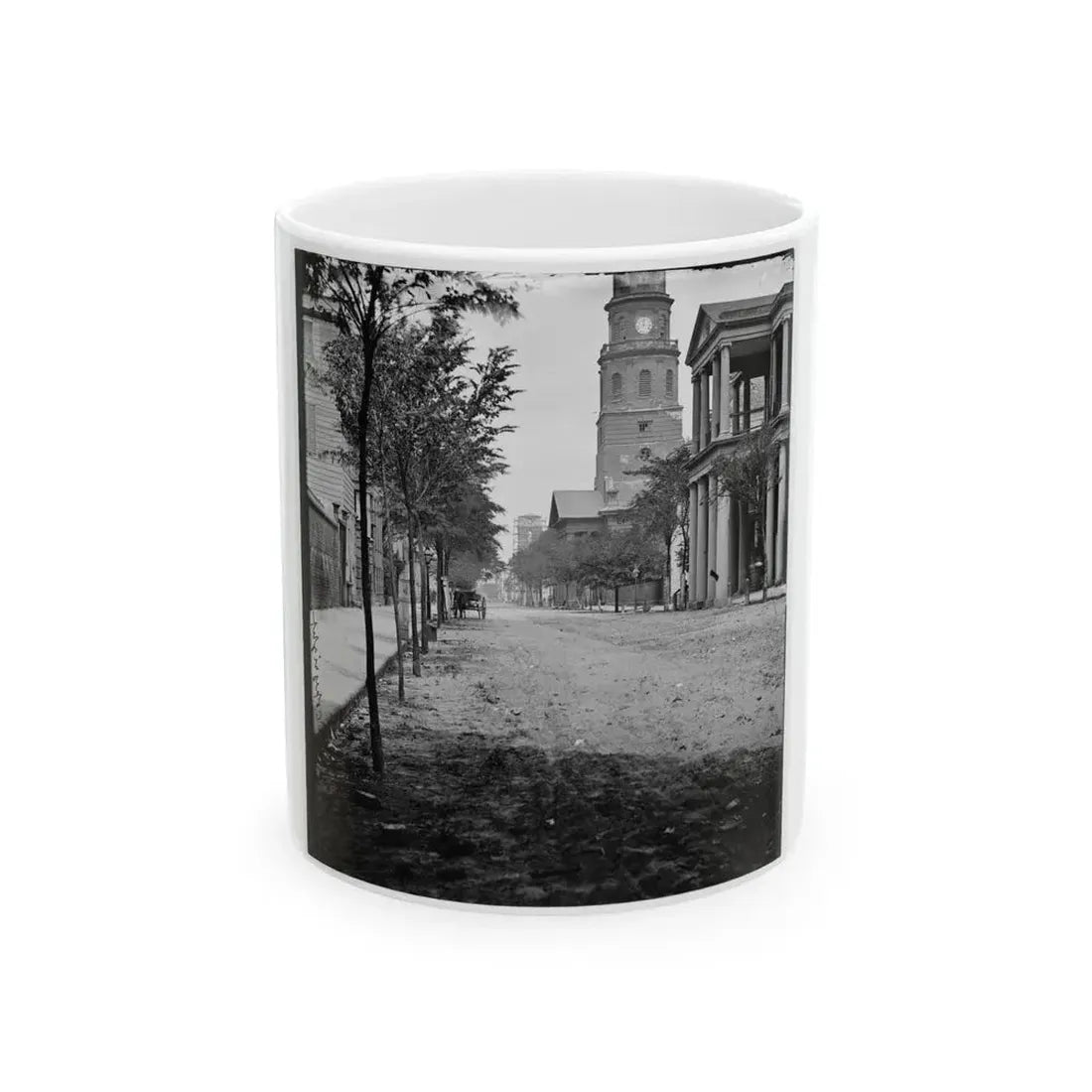 Charleston, S.C. Meeting Street, Near Broad; St. Michael's Church In Middle Distance (U.S. Civil War) White Coffee Mug 11oz - Go Mug Yourself