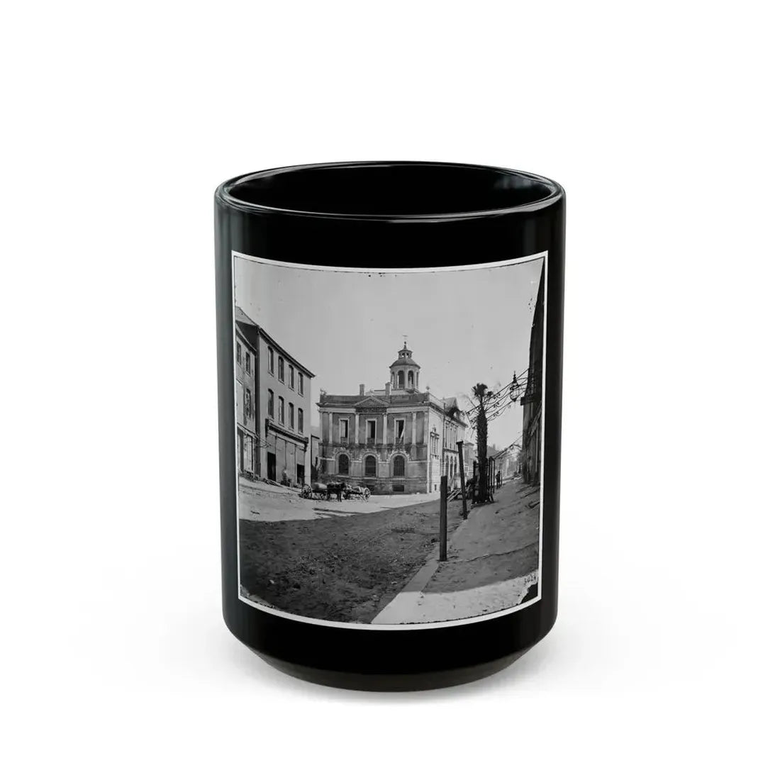 Charleston, S.C. The Post Office (Old Exchange And Custom House, 122 East Bay) (U.S. Civil War) Black Coffee Mug 15oz - Go Mug Yourself