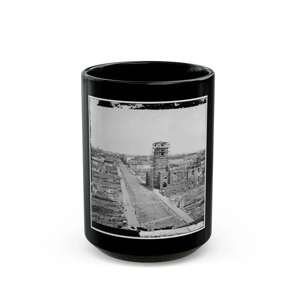 Charleston, S.C. View From Roof Of The Mills House, Looking Up Meeting Street; Ruins Of The Circular Church In Center (U.S. Civil War) Black Coffee Mug 15oz - Go Mug Yourself