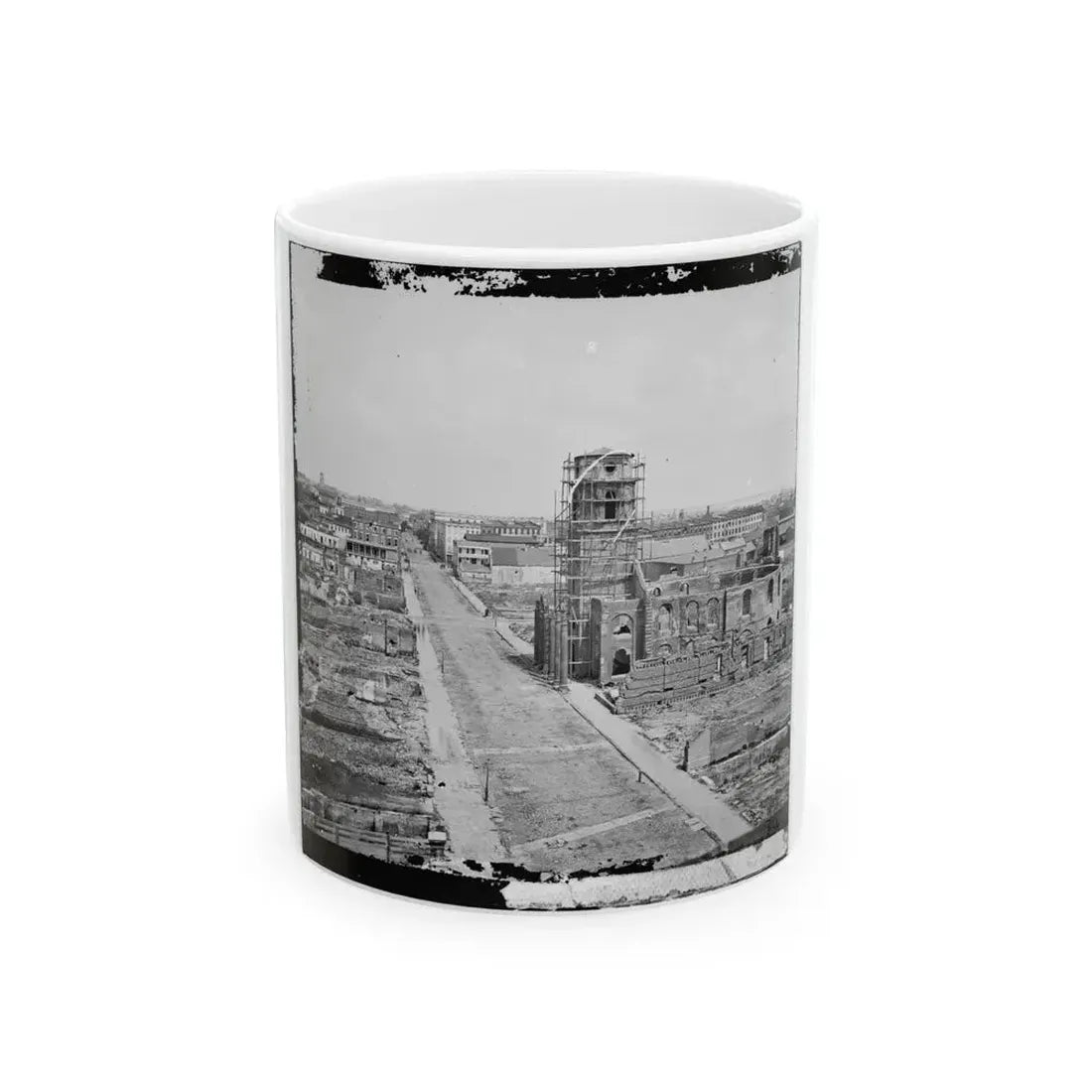 Charleston, S.C. View From Roof Of The Mills House, Looking Up Meeting Street; Ruins Of The Circular Church In Center (U.S. Civil War) White Coffee Mug 11oz - Go Mug Yourself
