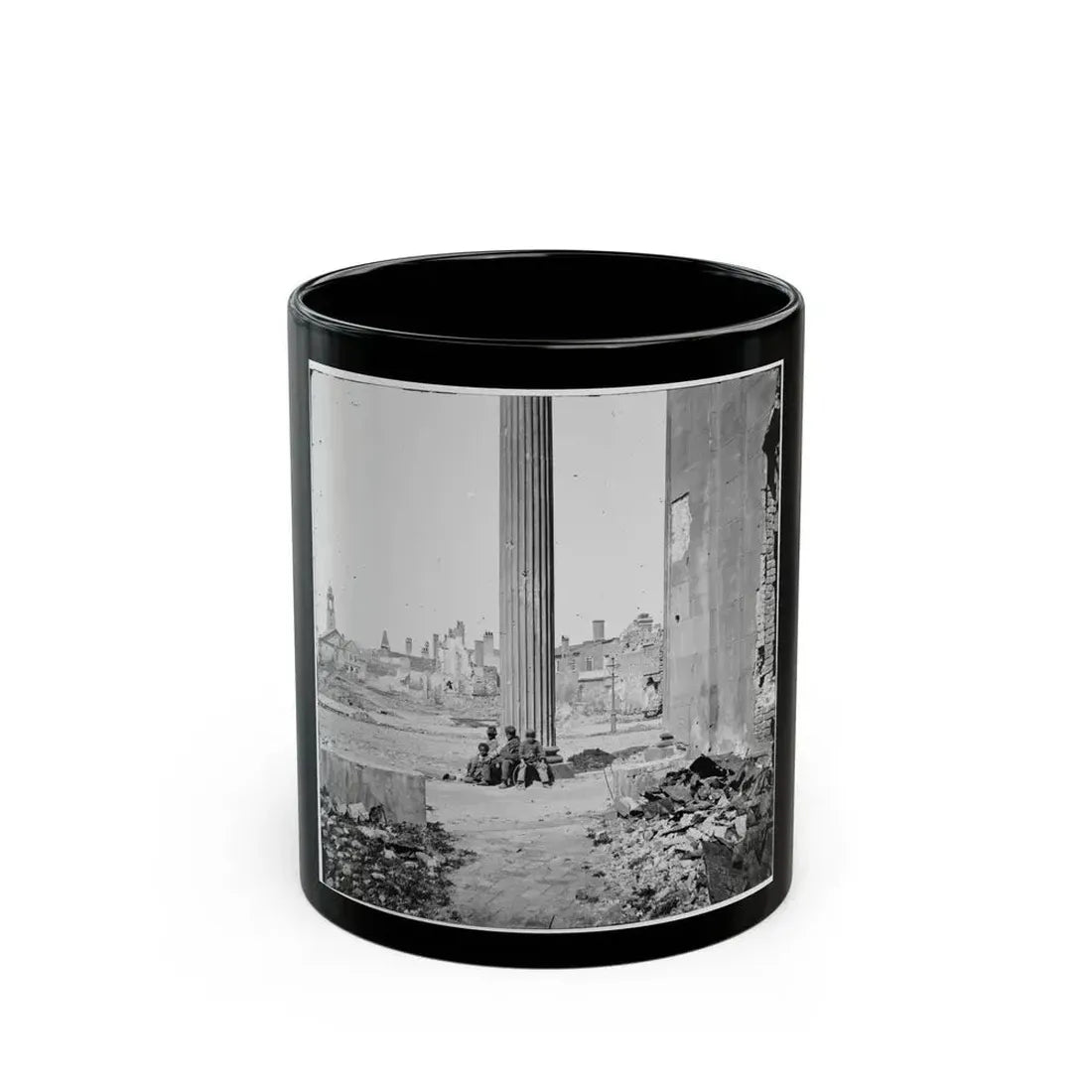 Charleston, S.C. View Of Ruined Buildings Through Porch Of The Circular Church (150 Meeting Street) (U.S. Civil War) Black Coffee Mug 11oz - Go Mug Yourself