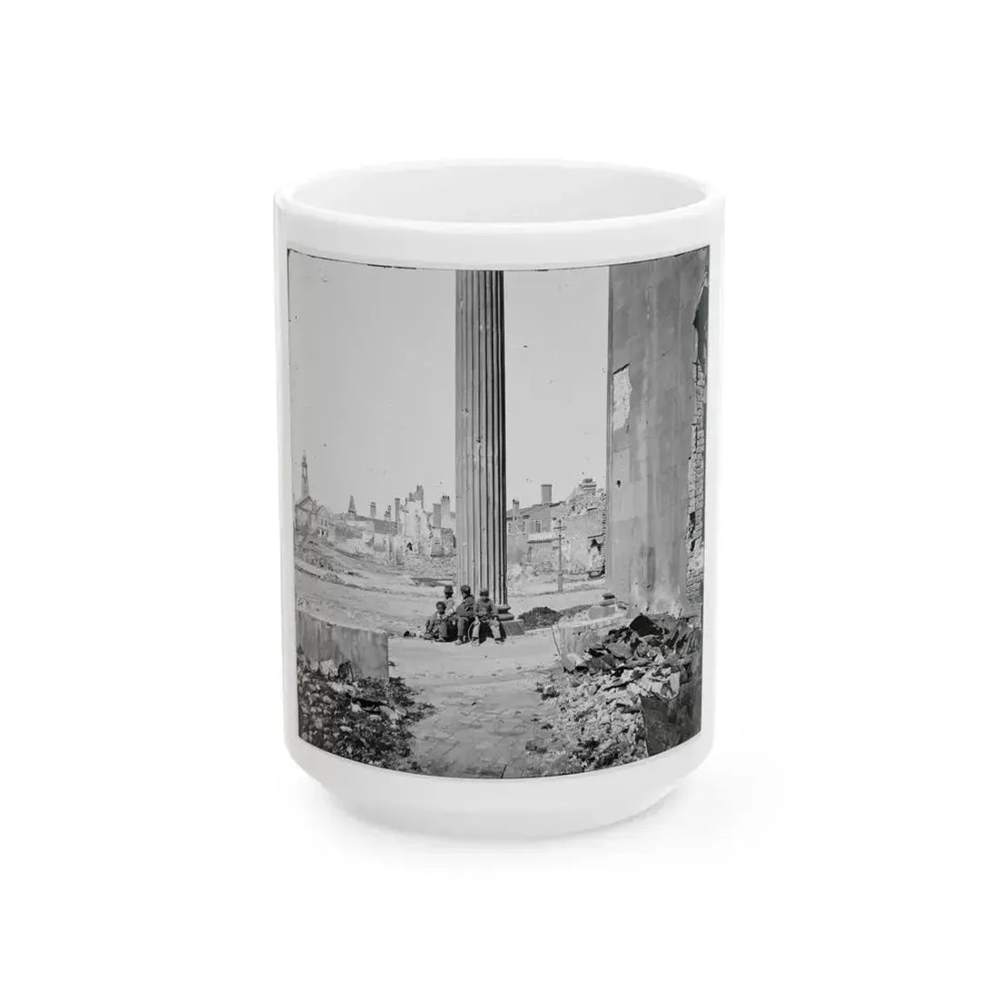 Charleston, S.C. View Of Ruined Buildings Through Porch Of The Circular Church (150 Meeting Street) (U.S. Civil War) White Coffee Mug 15oz - Go Mug Yourself