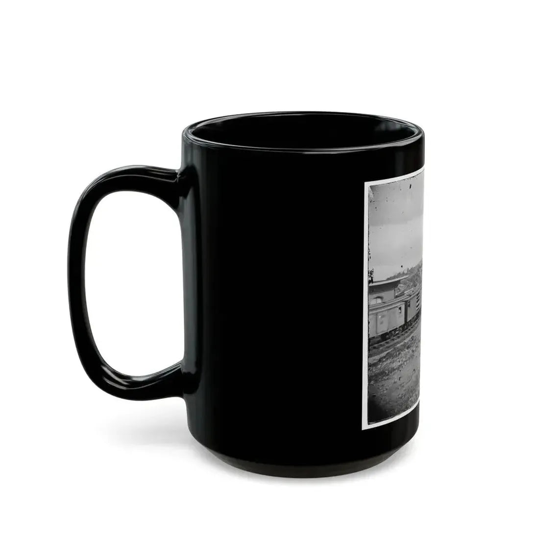 Chattanooga, Tenn. Boxcars And Depot With Federal Cavalry Guard Beyond (U.S. Civil War) Black Coffee Mug - Go Mug Yourself