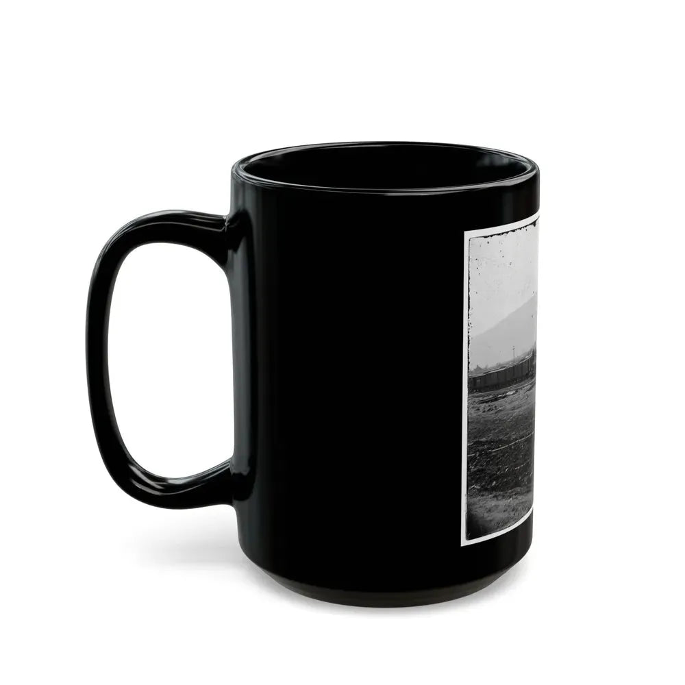 Chattanooga, Tenn. U.S. Military Train At Depot; Lookout Mountain In Background (U.S. Civil War) Black Coffee Mug - Go Mug Yourself