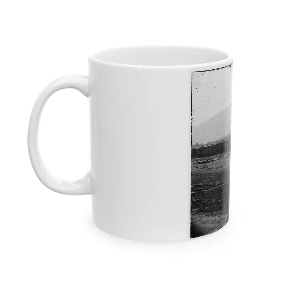 Chattanooga, Tenn. U.S. Military Train At Depot; Lookout Mountain In Background (U.S. Civil War) White Coffee Mug - Go Mug Yourself