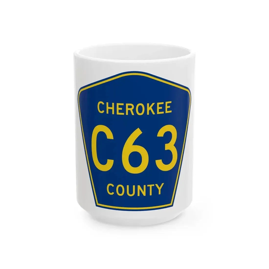 Cherokee County Route C63 IA (Iowa) (Road Sign) White Coffee Mug 15oz - Go Mug Yourself