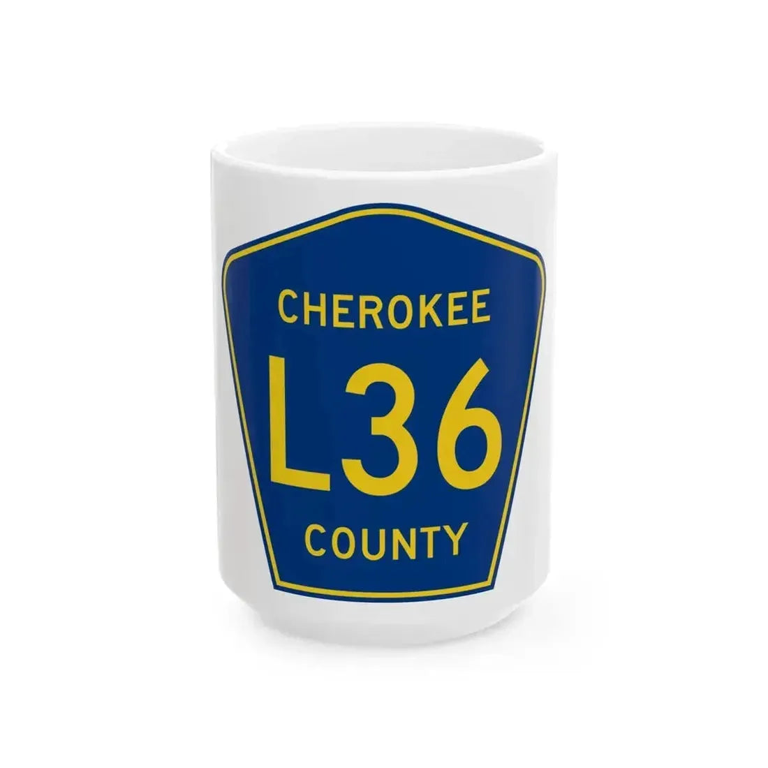 Cherokee County Route L36 IA (Iowa) (Road Sign) White Coffee Mug 15oz - Go Mug Yourself