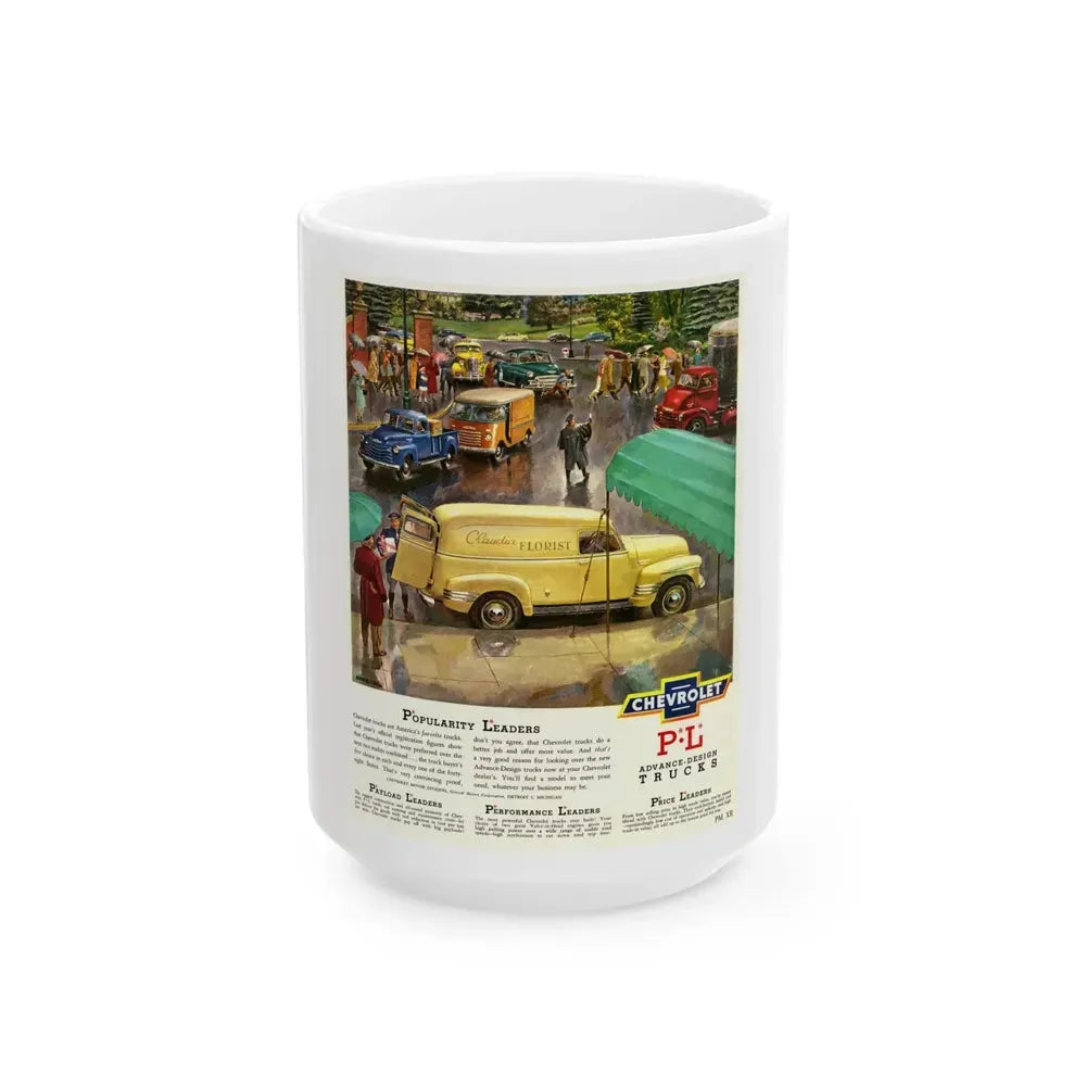 Chevrolet advance-design trucks, 1950 (2) - White Coffee Mug 15oz - Go Mug Yourself