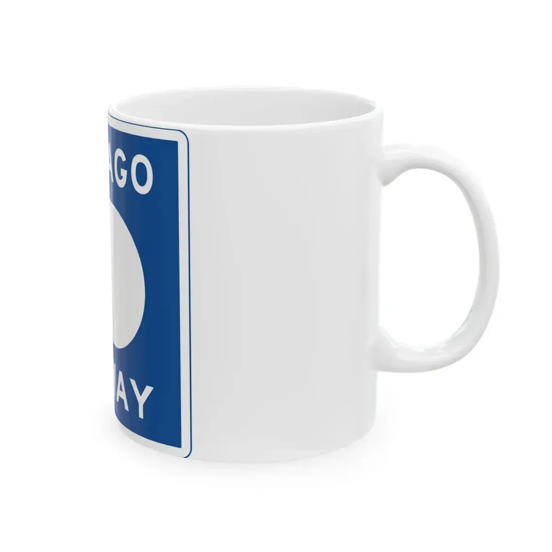 Chicago Skyway logo (Illinois) (Road Sign) White Coffee Mug - Go Mug Yourself