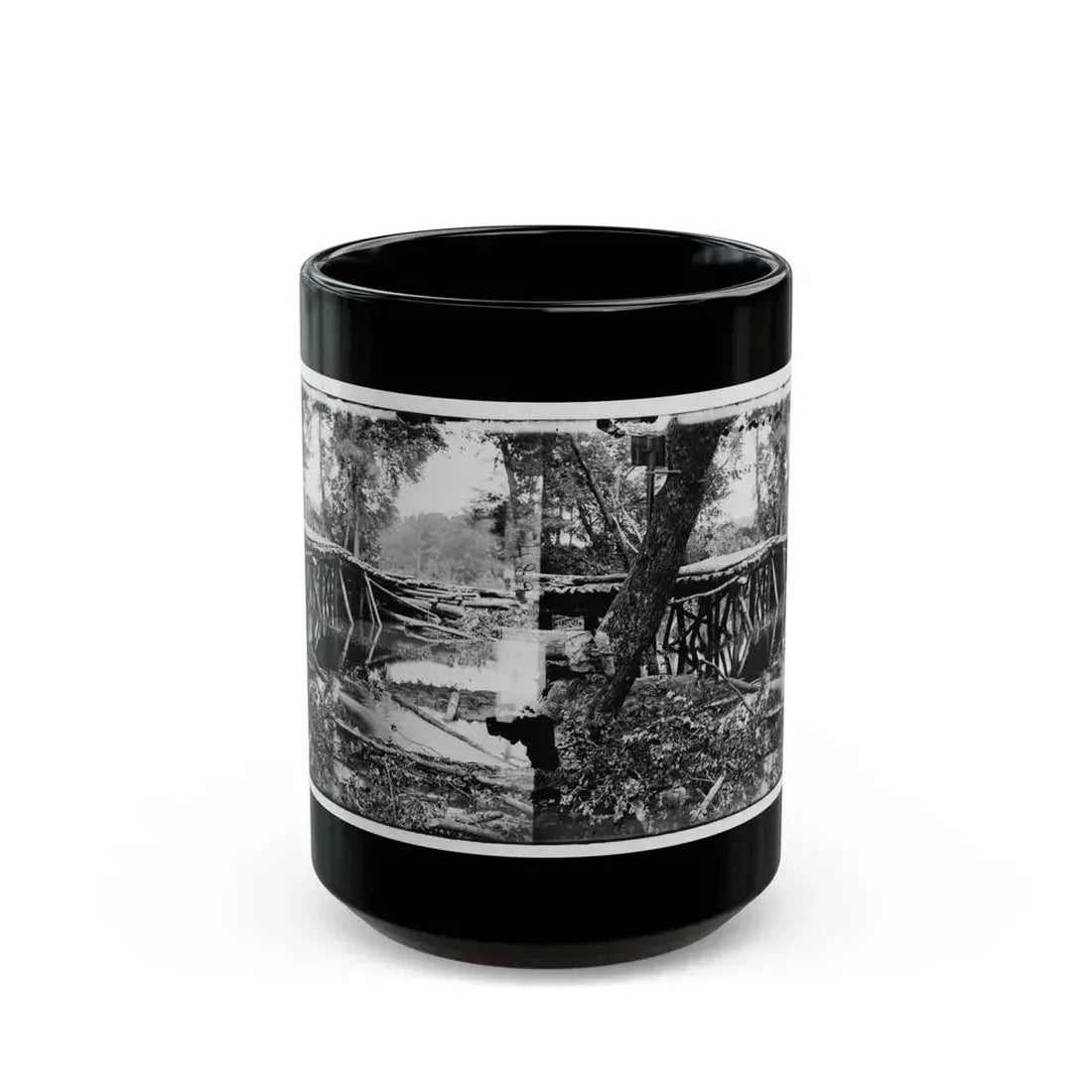 Chickahominy River, Va. Military Bridge Built By The 15th New York Volunteers Under Col. John Mcl. Murphy (U.S. Civil War) Black Coffee Mug 15oz - Go Mug Yourself