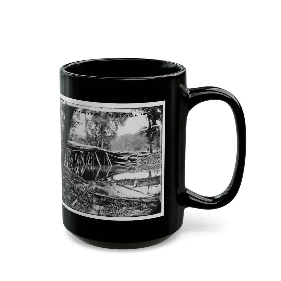 Chickahominy River, Va. Military Bridge Built By The 15th New York Volunteers Under Col. John Mcl. Murphy (U.S. Civil War) Black Coffee Mug - Go Mug Yourself