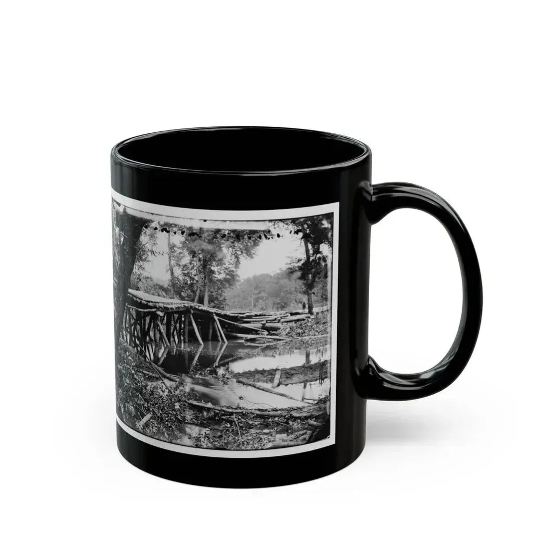 Chickahominy River, Va. Military Bridge Built By The 15th New York Volunteers Under Col. John Mcl. Murphy (U.S. Civil War) Black Coffee Mug - Go Mug Yourself