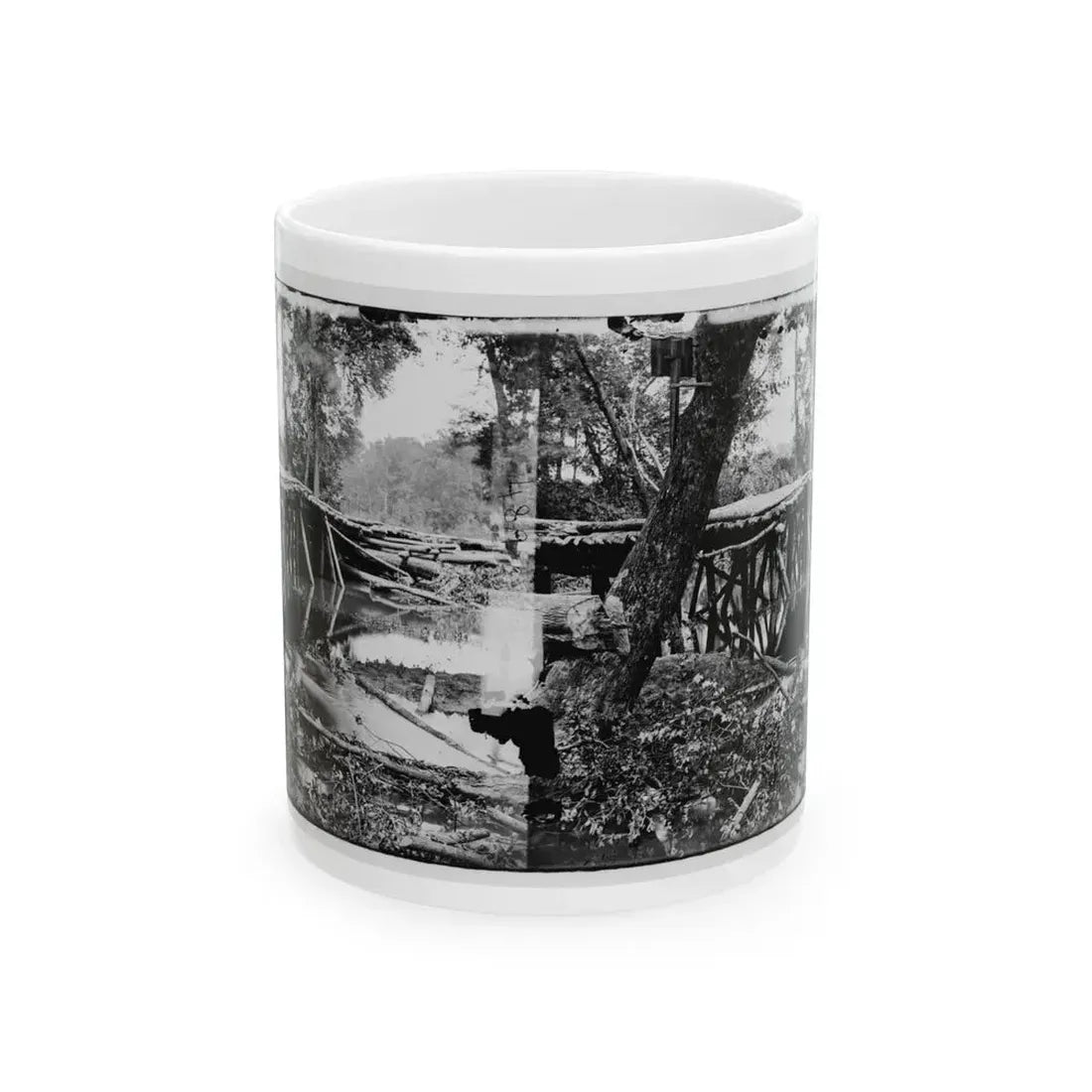 Chickahominy River, Va. Military Bridge Built By The 15th New York Volunteers Under Col. John Mcl. Murphy (U.S. Civil War) White Coffee Mug 11oz - Go Mug Yourself