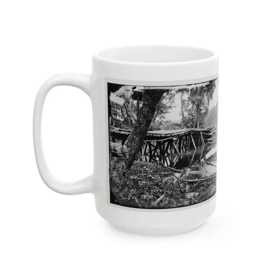 Chickahominy River, Va. Military Bridge Built By The 15th New York Volunteers Under Col. John Mcl. Murphy (U.S. Civil War) White Coffee Mug - Go Mug Yourself