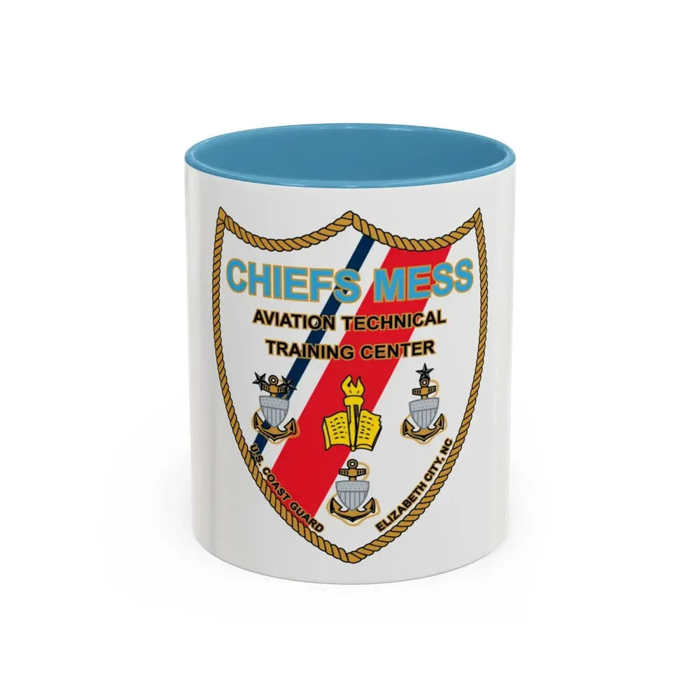 Chiefs Mess ATTC USCGC Elizabeth City NC (U.S. Coast Guard) Accent Coffee Mug 11oz Light Blue - Go Mug Yourself