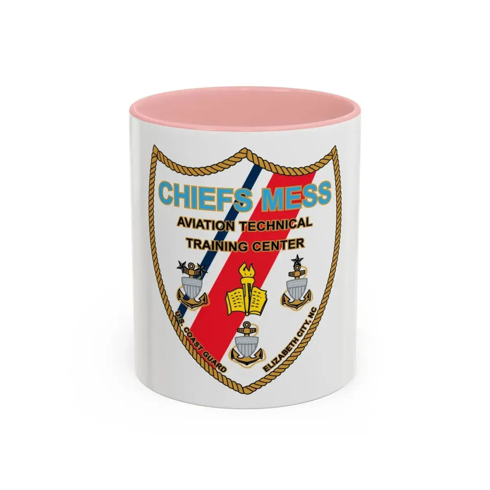 Chiefs Mess ATTC USCGC Elizabeth City NC (U.S. Coast Guard) Accent Coffee Mug 11oz Pink - Go Mug Yourself