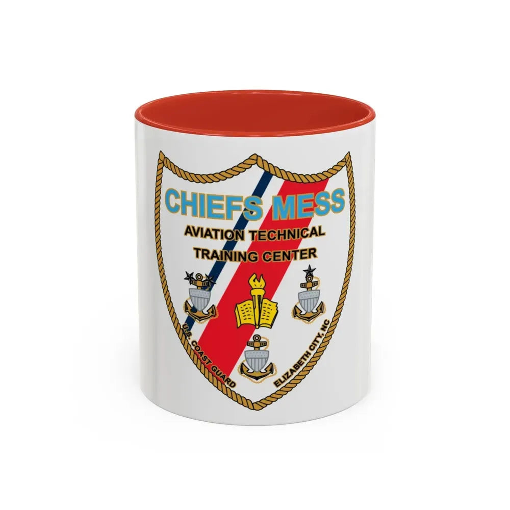 Chiefs Mess ATTC USCGC Elizabeth City NC (U.S. Coast Guard) Accent Coffee Mug 11oz Red - Go Mug Yourself