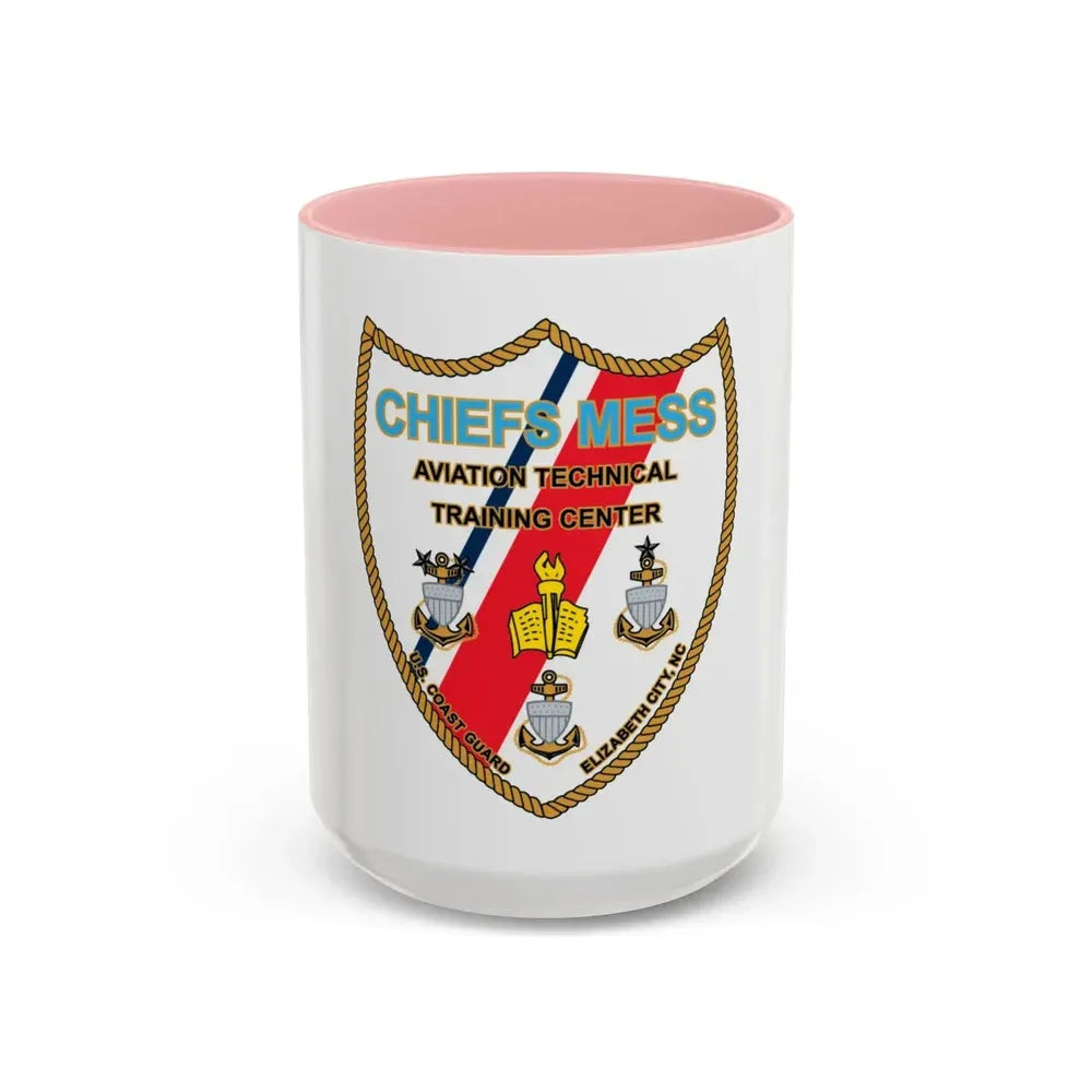 Chiefs Mess ATTC USCGC Elizabeth City NC (U.S. Coast Guard) Accent Coffee Mug 15oz Pink - Go Mug Yourself