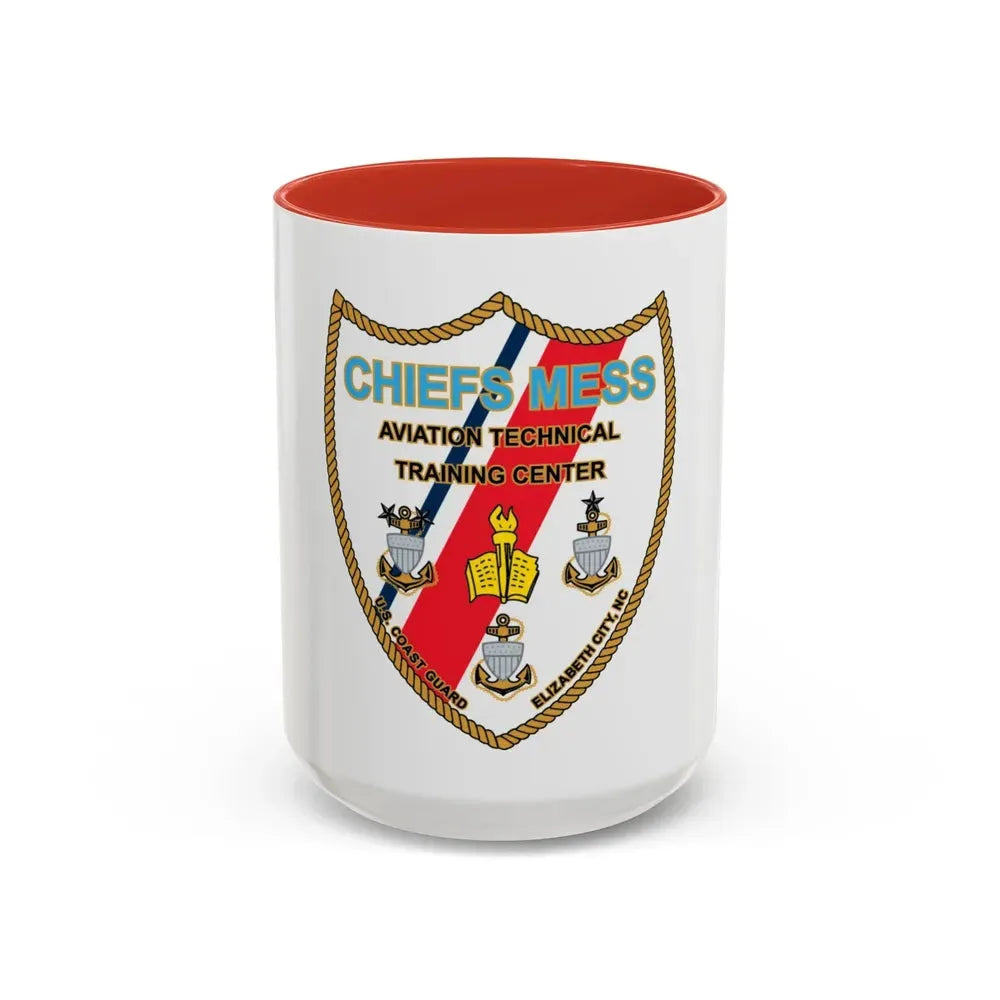 Chiefs Mess ATTC USCGC Elizabeth City NC (U.S. Coast Guard) Accent Coffee Mug 15oz Red - Go Mug Yourself