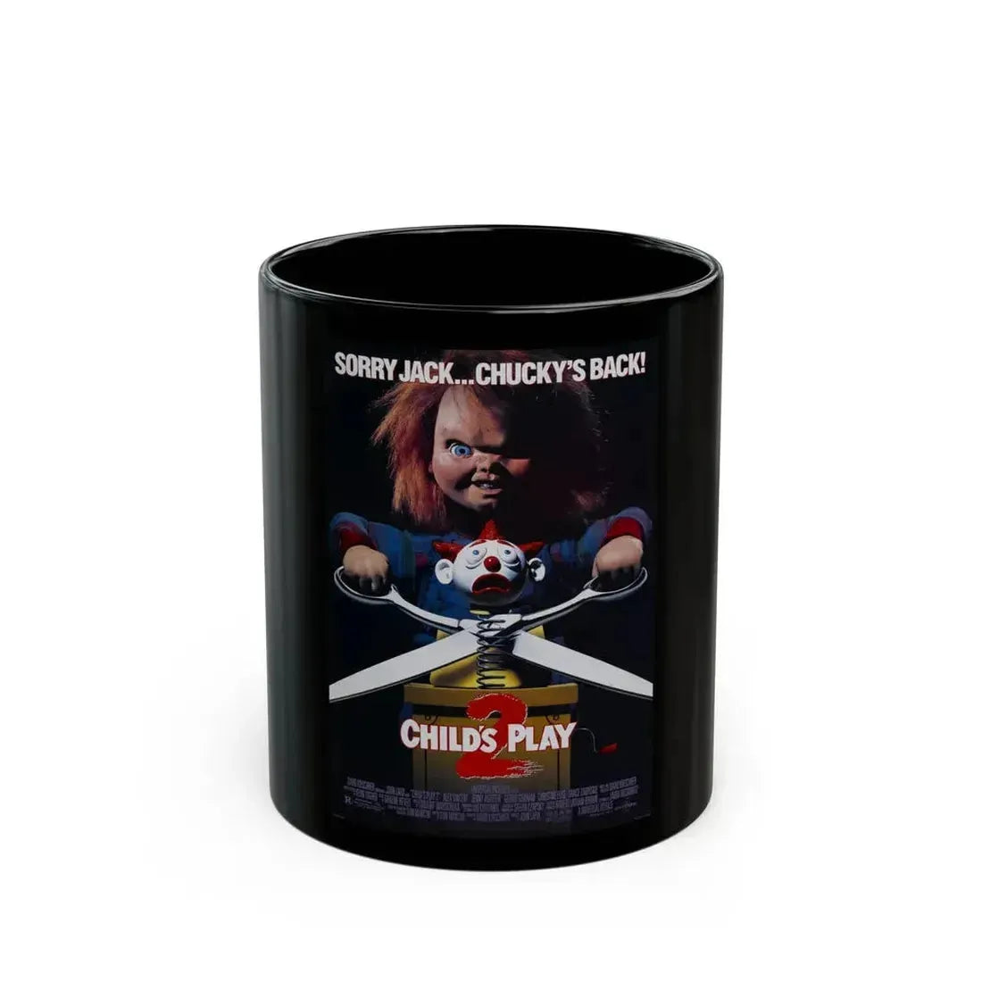 CHILD'S PLAY 2 1990 Movie Poster - Black Coffee Mug 11oz - Go Mug Yourself