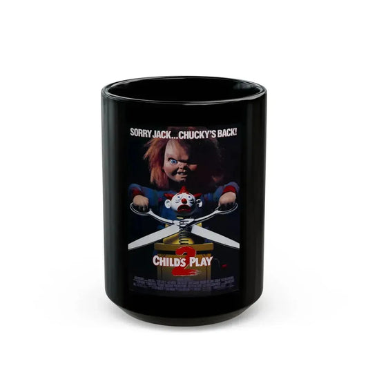 CHILD'S PLAY 2 1990 Movie Poster - Black Coffee Mug 15oz - Go Mug Yourself