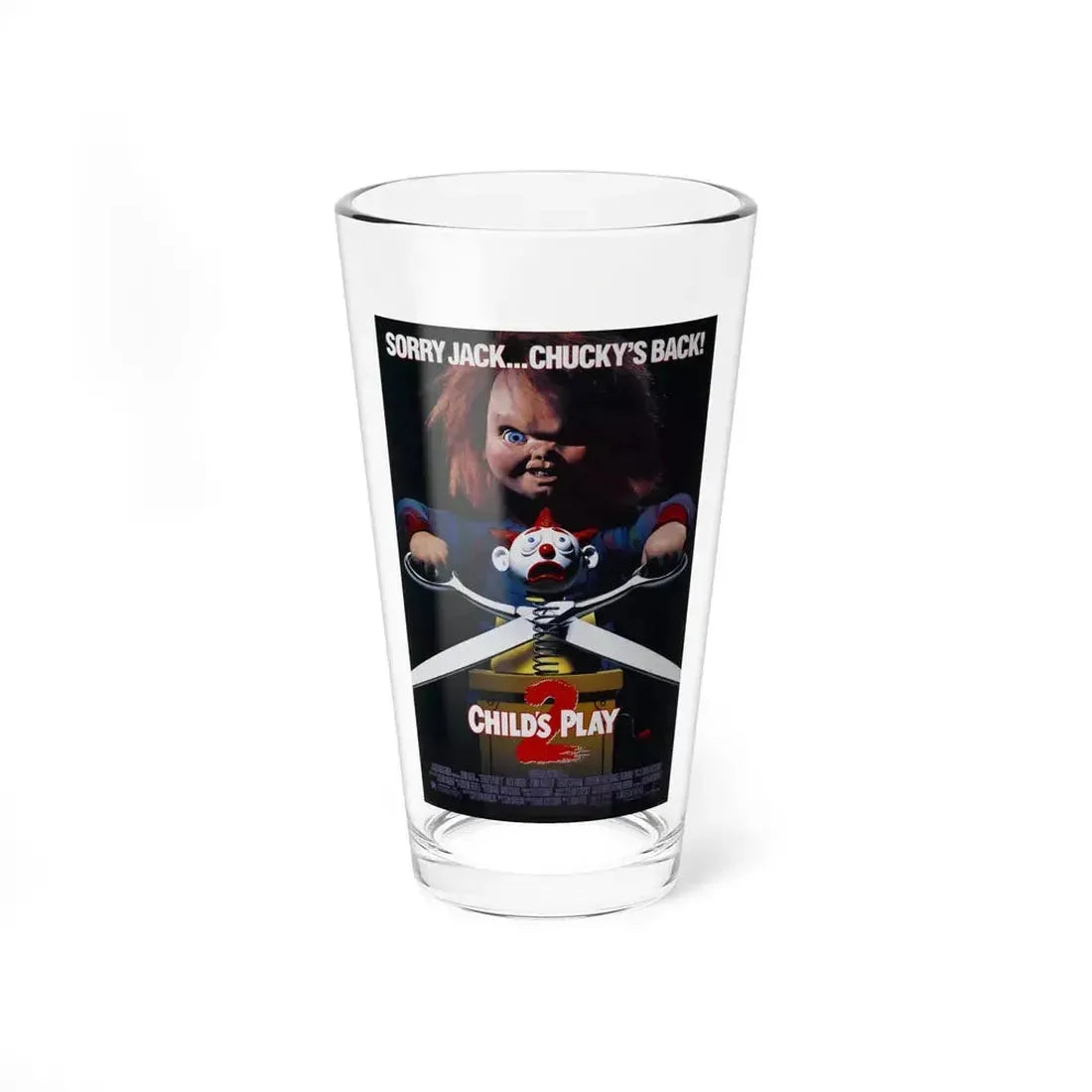 CHILD'S PLAY 2 1990 Movie Poster - Pint Glass 16oz 16oz - Go Mug Yourself