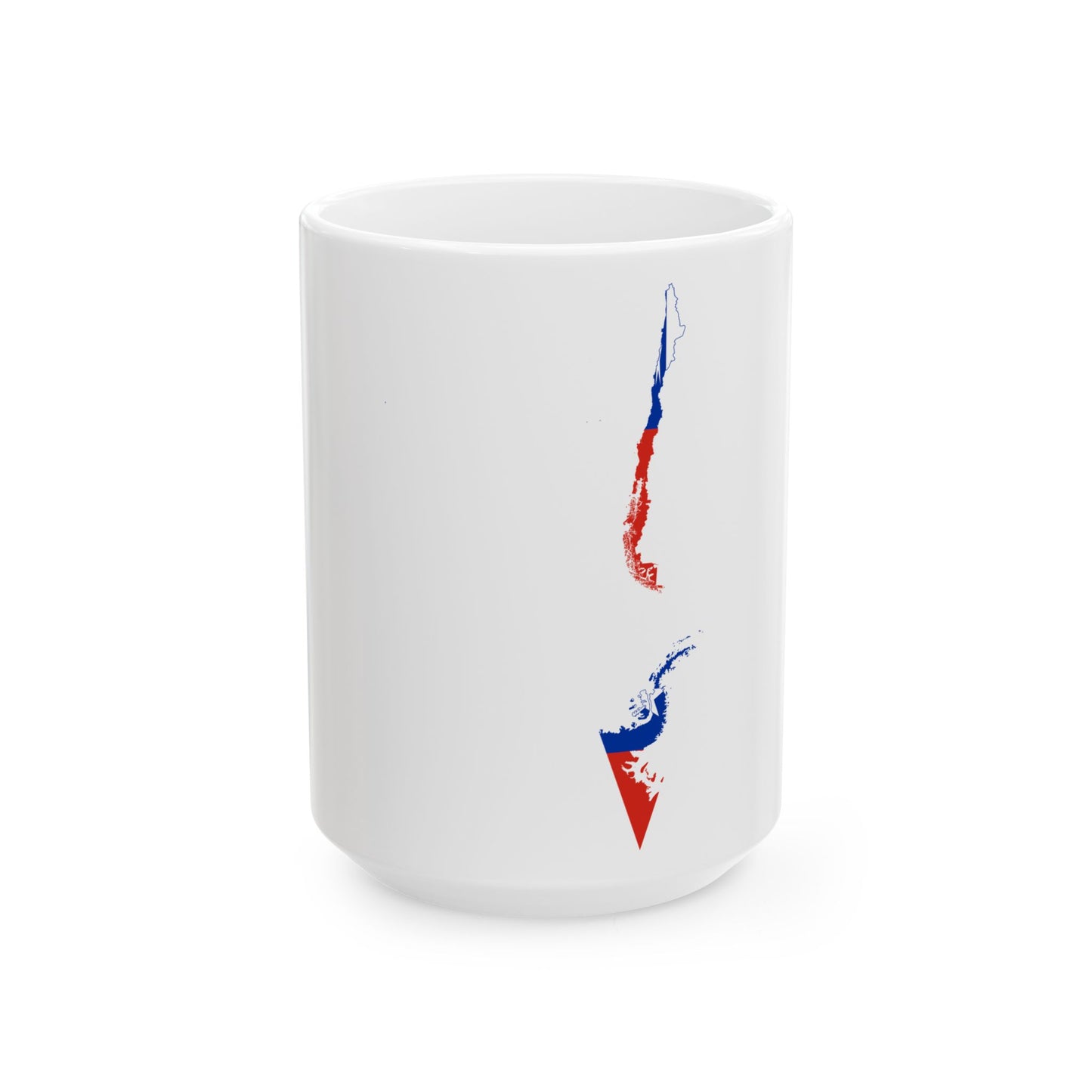 Chile flag map Claims to Antarctica included (Chile) White Coffee Mug-15oz-Go Mug Yourself