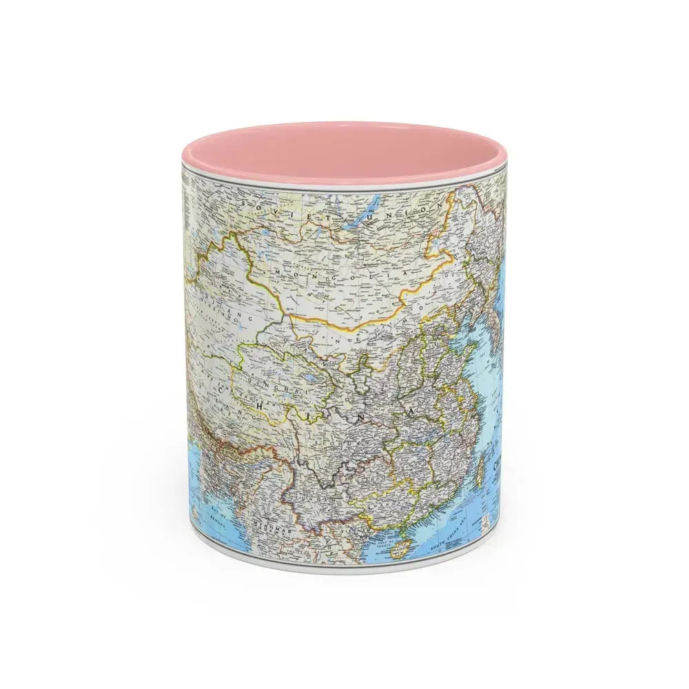 China 1 (1991) (Map) Accent Coffee Mug 11oz Pink - Go Mug Yourself
