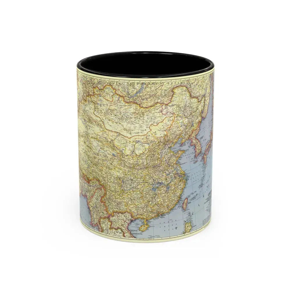 China (1945) (Map) Accent Coffee Mug 11oz Black - Go Mug Yourself