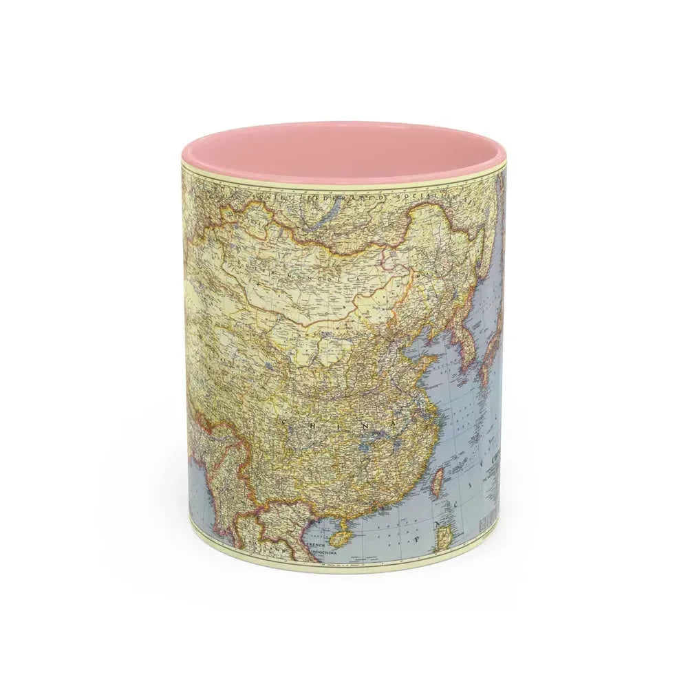 China (1945) (Map) Accent Coffee Mug 11oz Pink - Go Mug Yourself