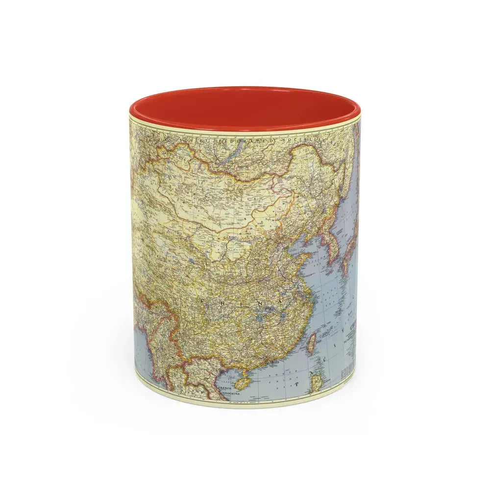China (1945) (Map) Accent Coffee Mug 11oz Red - Go Mug Yourself
