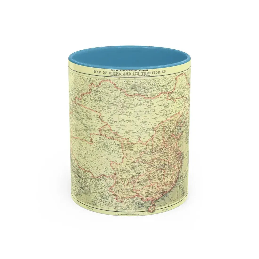 China and its Territories (1912) (Map) Accent Coffee Mug 11oz Light Blue - Go Mug Yourself