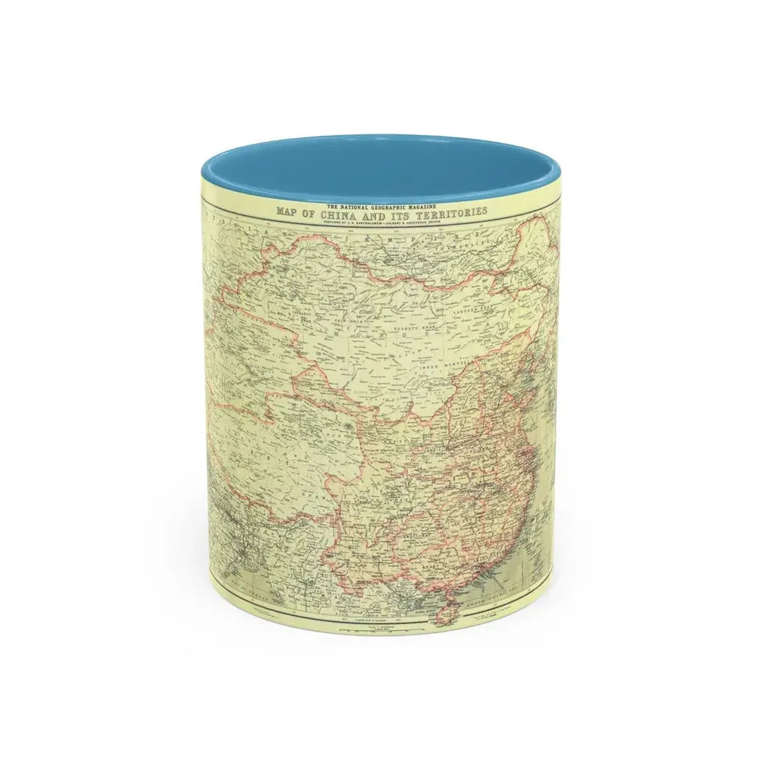 China and its Territories (1912) (Map) Accent Coffee Mug 11oz Light Blue - Go Mug Yourself