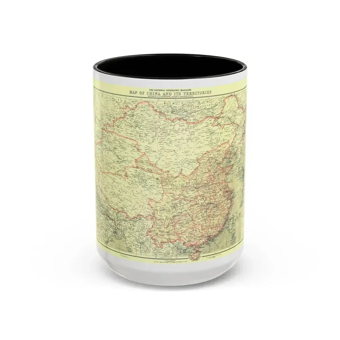 China and its Territories (1912) (Map) Accent Coffee Mug 15oz Black - Go Mug Yourself